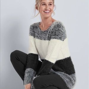 Soft eyelash striped sweater